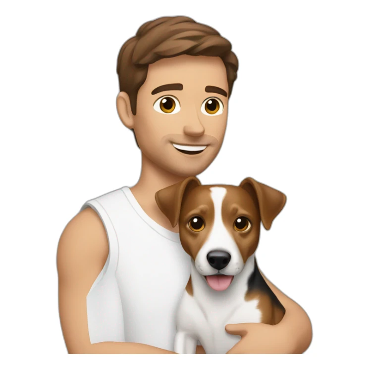 Brown haired Man with jack russell terrier dog sticker