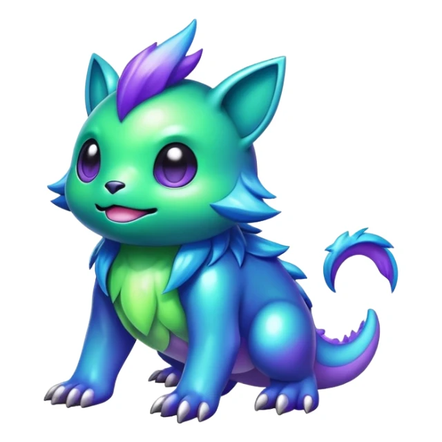 Shiny epic green blue and purple animal-fakemon-creature sticker