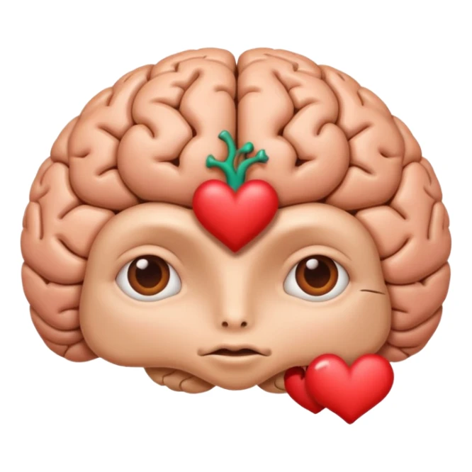 image of the brain with heart eyes  sticker