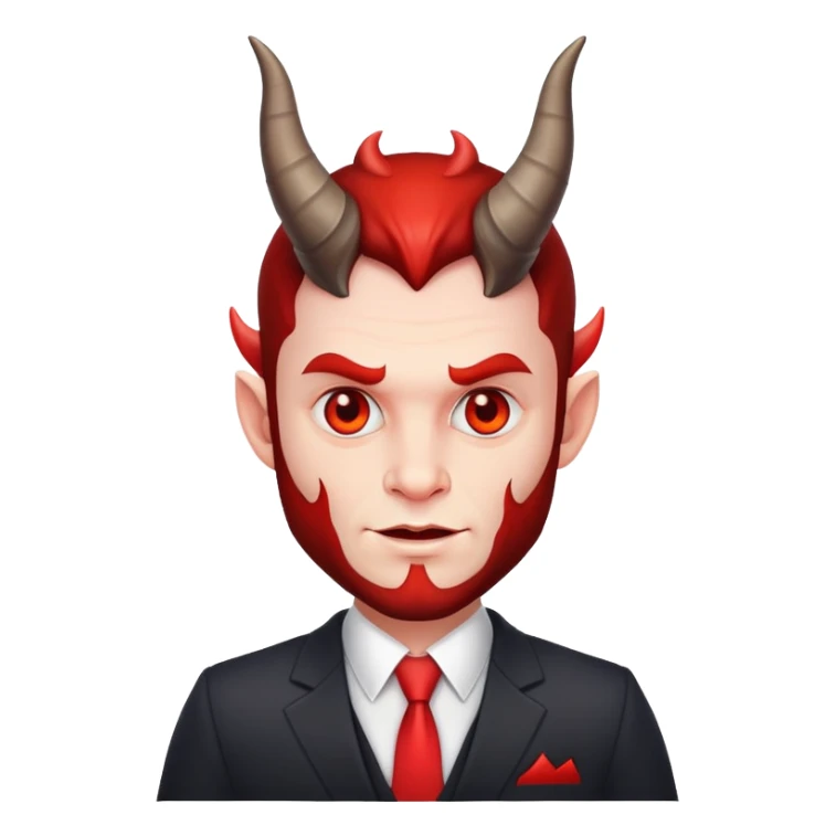 devil businessman with horns and suit selling courses sticker
