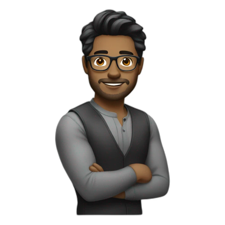 Handsome hairdresser with medium hair black and glasses sticker