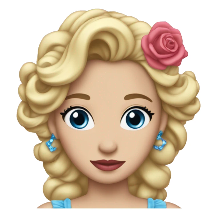 Cenicienta con vestido azul y labios rosas y cabello lacio  sticker