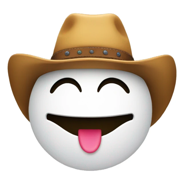 Smiley face emoji with a cowboy hat tipping it sticker