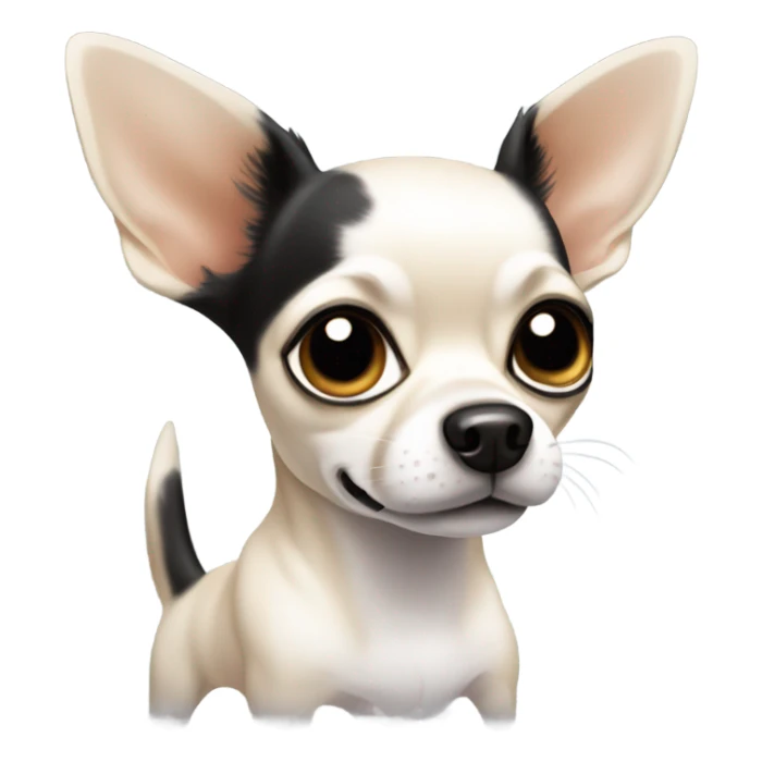 White bidy chihuahua with black ears and tan around eyes sticker
