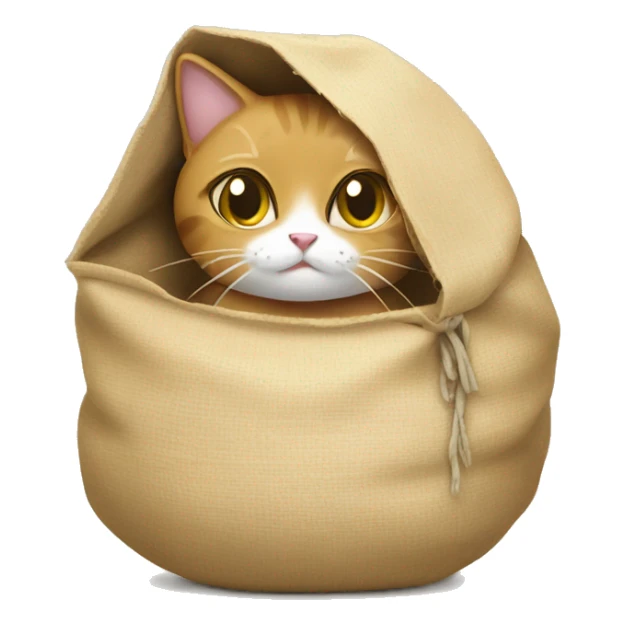 a cat wearing a sack of rice sticker