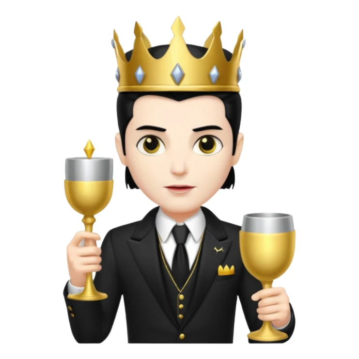 Vampire King, Vampire with slicked-back hair, wearing a crown, holding a goblet. sticker