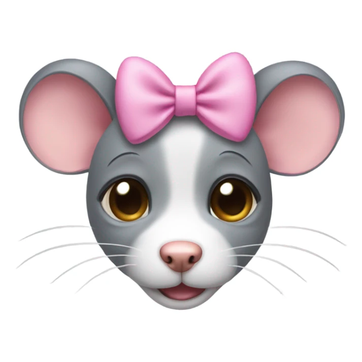 Rat with big puppy eyes with a pink bow on his head sticker