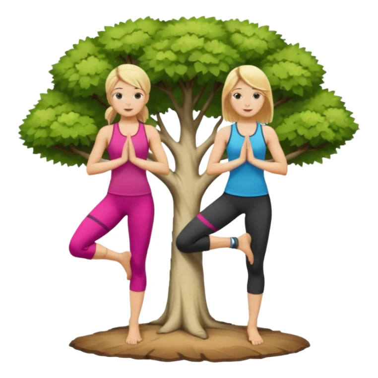 Two women doing yoga in tree pose  both blonde  sticker