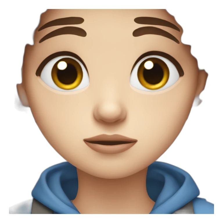 Tired Girl with Brown Hair and blue eyes sticker