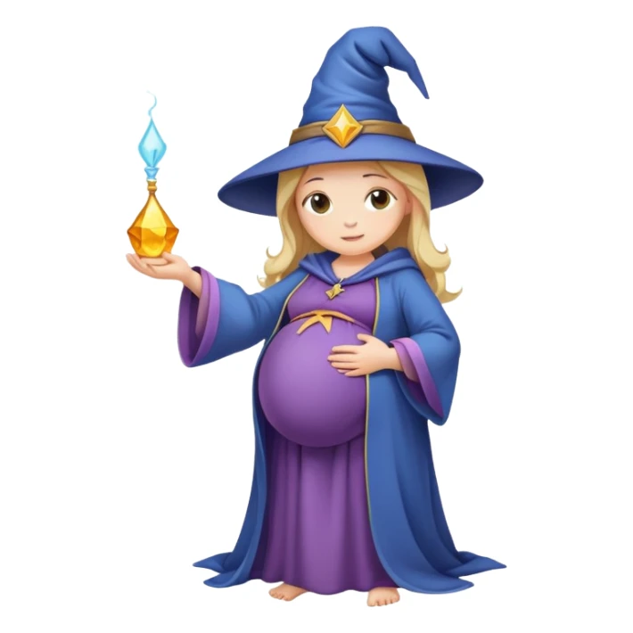 pregnant wizard holding her tummy sticker