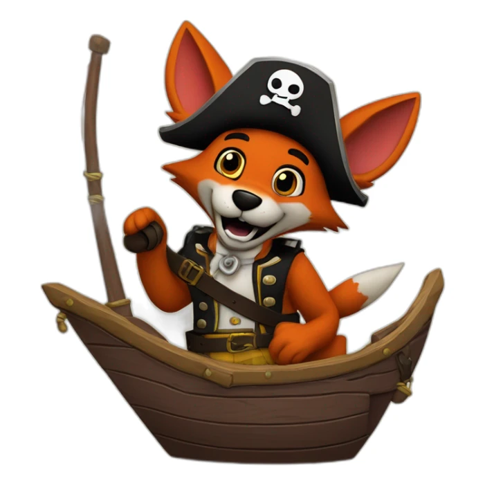 Foxy from five nights at Freddy’s￼ riding a pirate ship ￼ sticker