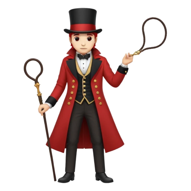Ringmaster – Man in red coat and top hat, holding a whip or mic, full body sticker