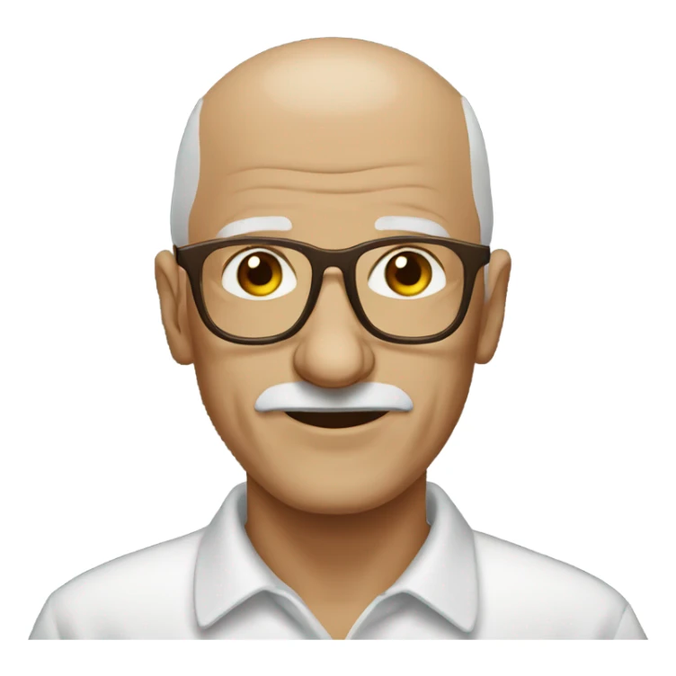 older man brown glasses bald art sticker