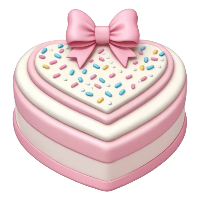 heart shaped birthday cake, pastel pink and white colors mixed, cute design sticker