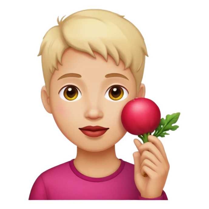 red radish round on an ear of human  sticker