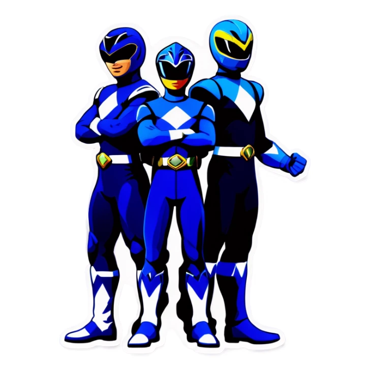 All blue power rangers together  sticker