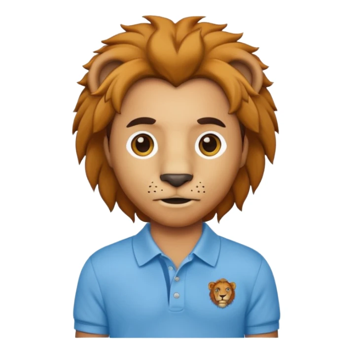 un leon con polito celeste caricatura sticker