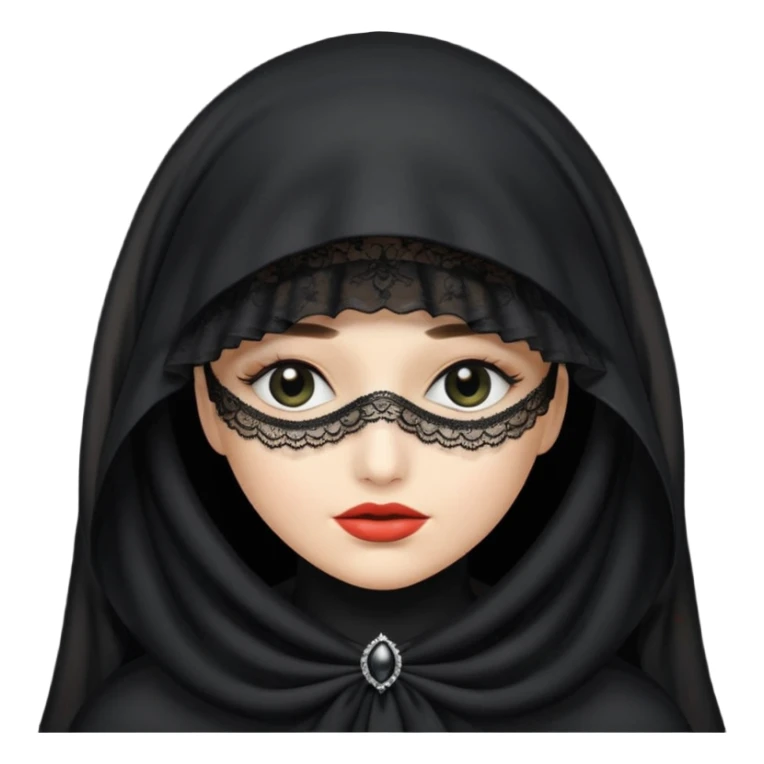 create a widow lady with a black hat and a veil covering her face sticker