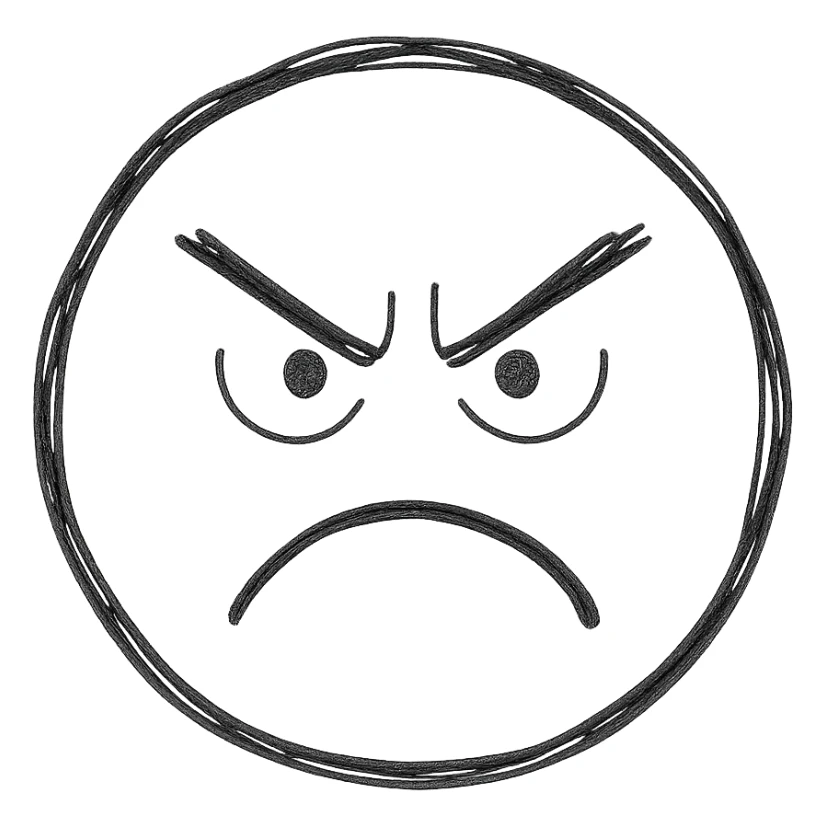 angry face, hand drawn, sketchy lines sticker