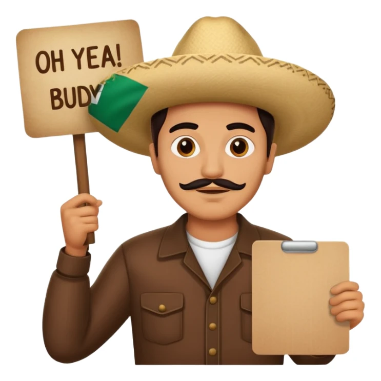 mexican holding sign saying: oh yeah buddy boy sticker