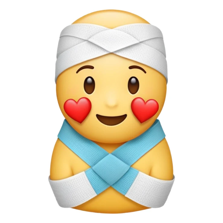 A cute "get well soon" emoji with a heart wearing a bandage sticker