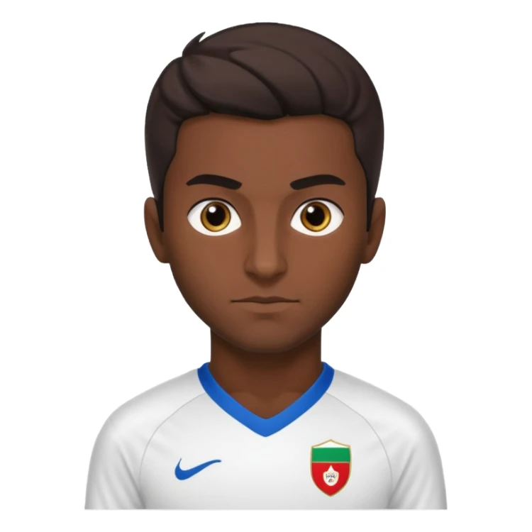 Persian soccer player in full soccer team kit without soccer ball sticker