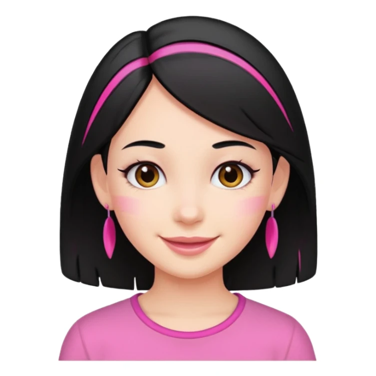 girl with black hair and pink streak by ear sticker