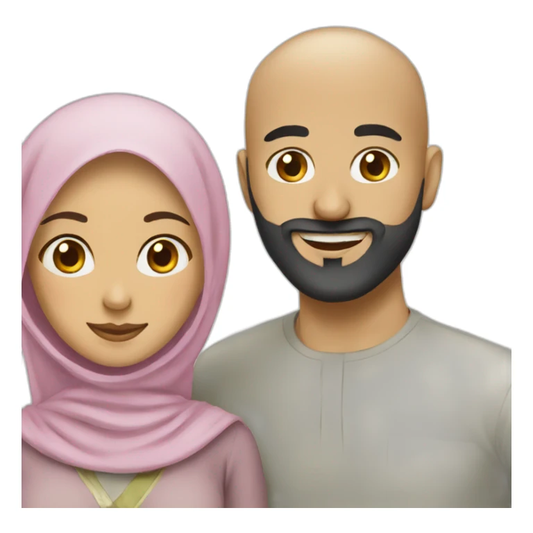 Muslim bearded bald man and hijab wife sticker