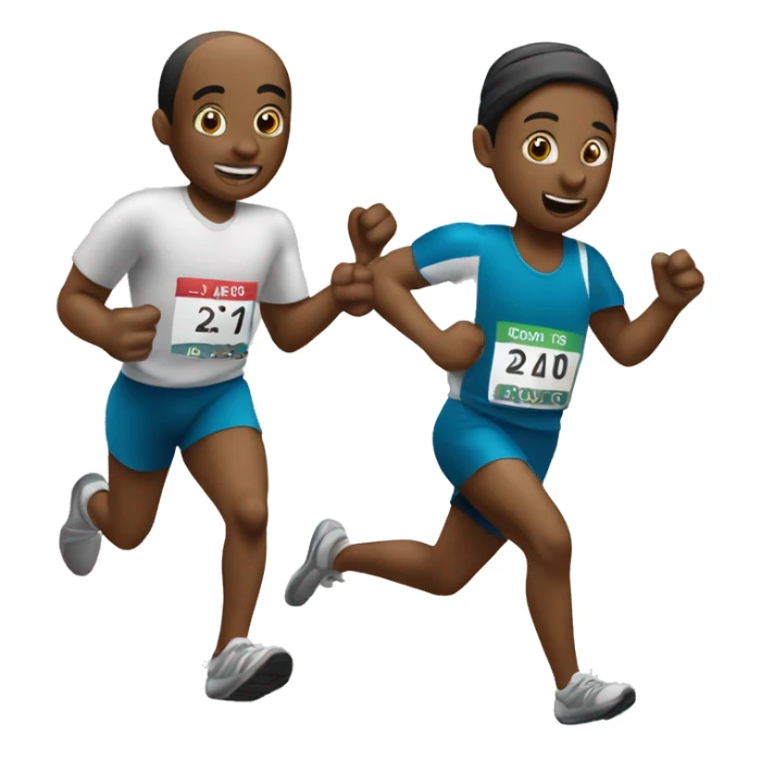 Two runners doing the relay race with a stick sticker