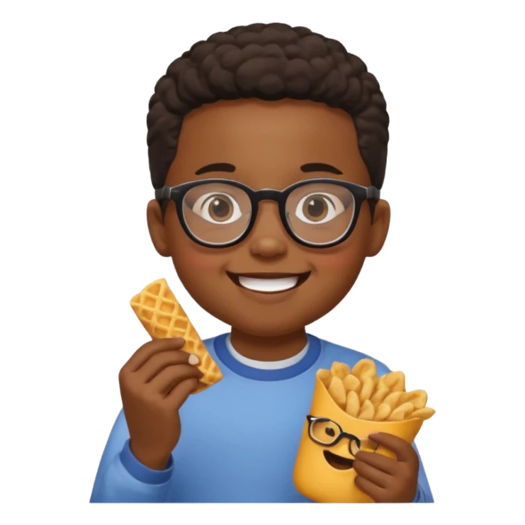 snack holding black kid with glasses on eyes sticker