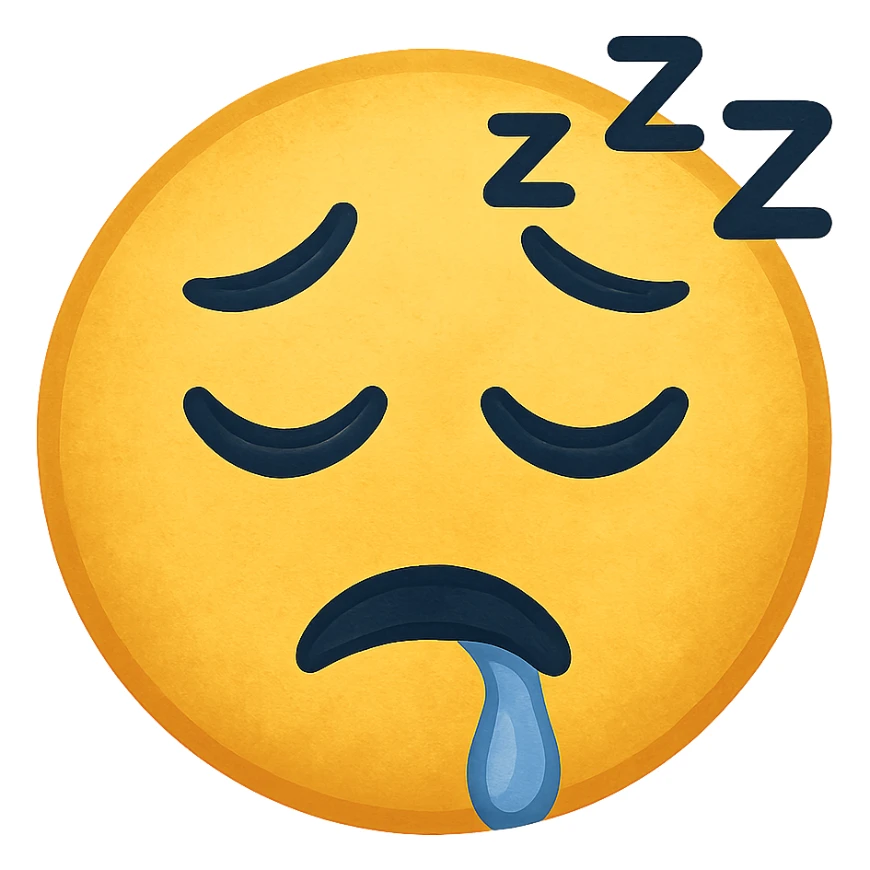 face with sleepy drool emoji, digital illustration sticker