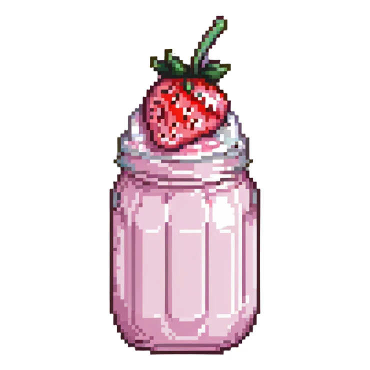 strawberry milkshake with pink hue and cherry on top sticker