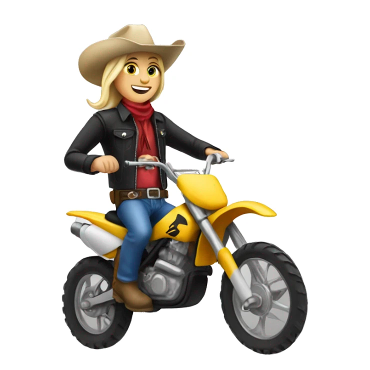 a blonde cowboy on a dirtbike sticker