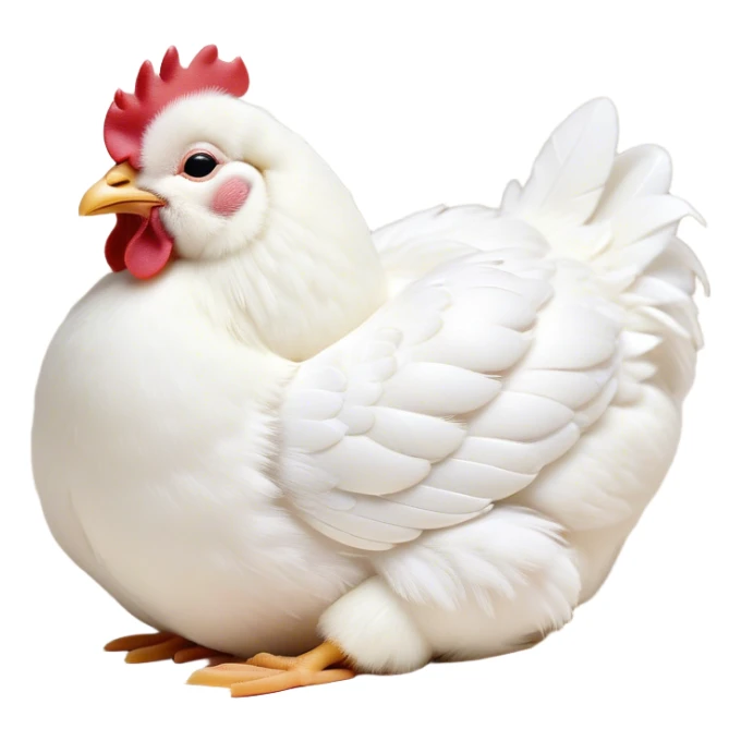 Meme-Worthy Cute Sleeping White Chicken Portrait Emoji, Head resting peacefully with a contented smile, showcasing a delightfully compact build and a luxuriously soft white plumage, eyes shut in a serene, restful nap, Simplified yet hilariously adorable features, highly detailed, glowing with a soft, drowsy light, high shine, relaxed and utterly lovable, stylized with an air of playful laziness, bright and heartwarming, soft glowing outline, capturing the essence of a comically sleepy chicken, so meme-worthy it feels like it could instantly become the next viral sensation of adorable slumber! sticker