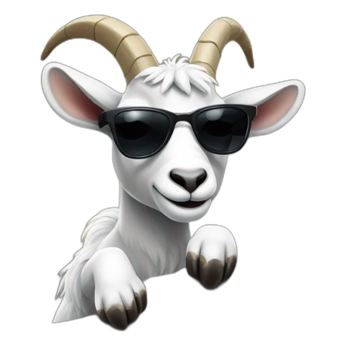 cool goat with sunglasses climbing on rock sticker