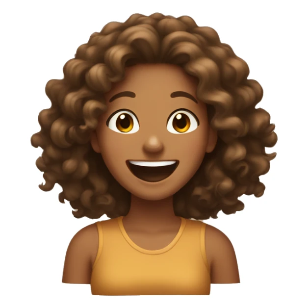 Tan Girl with brown curly hair laughing  sticker