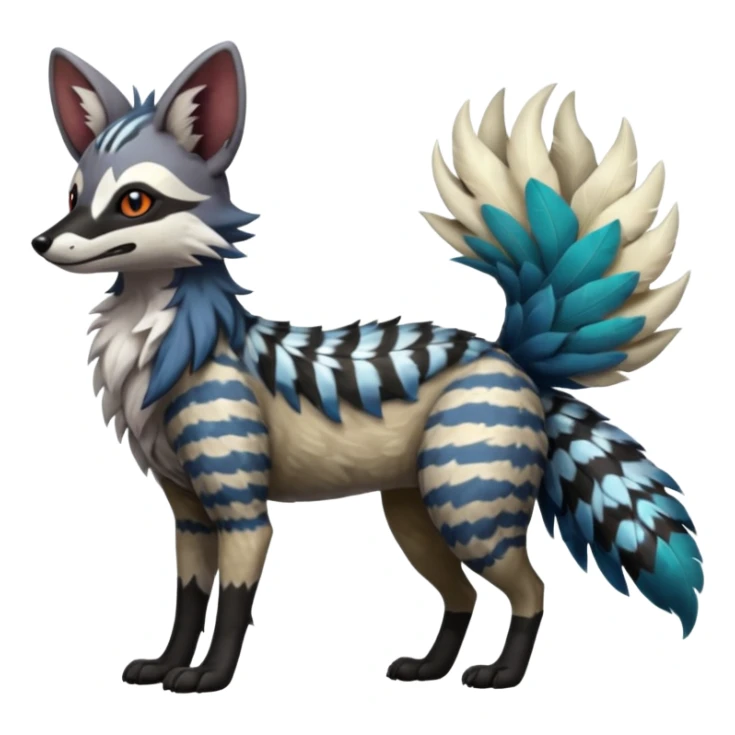 Colorful Silvally-Aardwolf-Nargacuga-Trico-Genet-fusion-animal-hybrid-creature, full body sticker