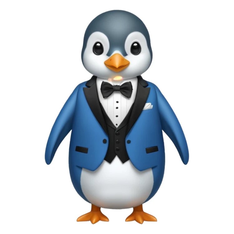 A blue penguin in a tuxedo sticker