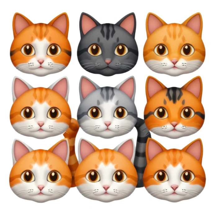 6 cats with different natural coloured coats
 sticker