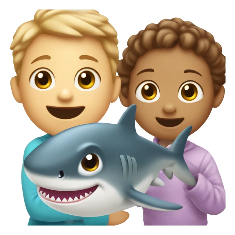 Baby shark with little kids sticker