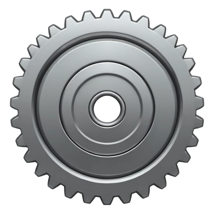 settings gear icon for site navigation. just one gear. no happy face, just grey sticker