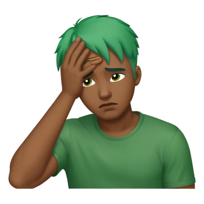black guy with green hair doing a facepalm sticker