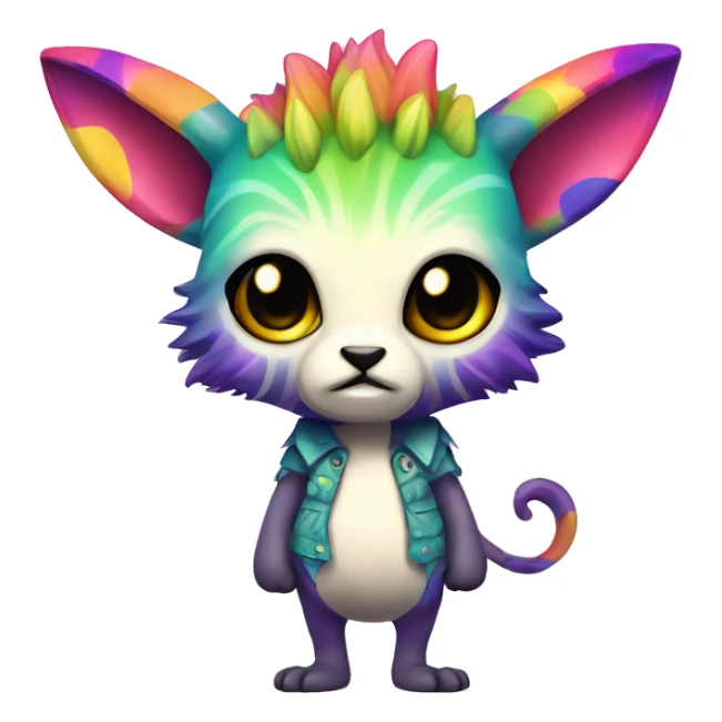 a colorful edgy cute kawaii vernid-fionbri with splash patterns full body sticker