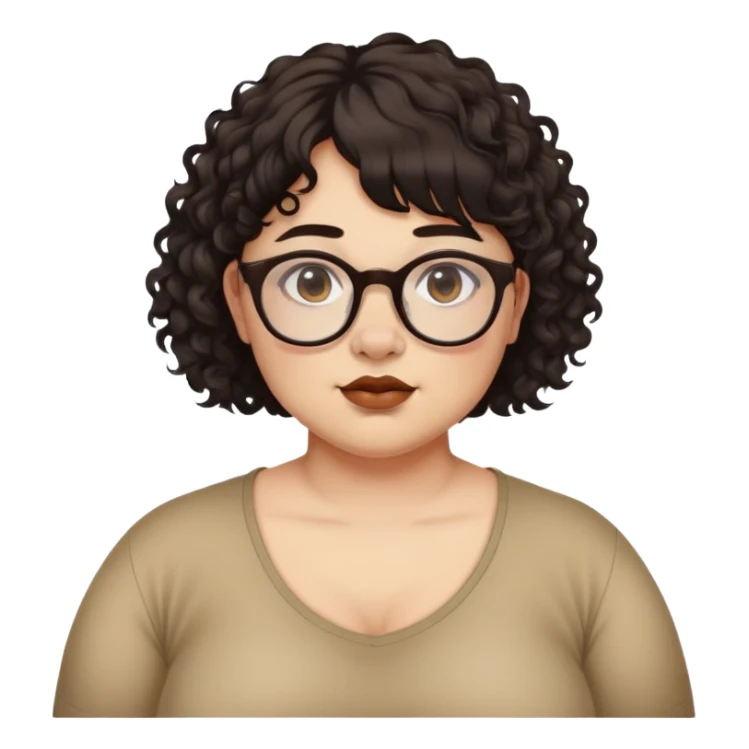 Light tan skin, woman/non-binary, slightly chubby, septum piercing, deep brown eyes, curly very dark brown neck length hair with bangs. Glasses. Alternative.  SEPTUM PIERCING sticker