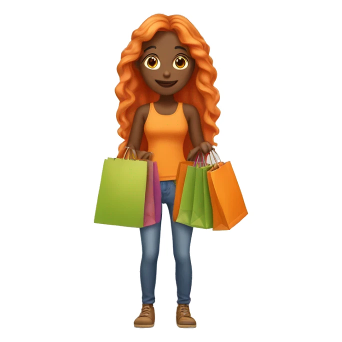 Tan girl with long orange hair holding shopping bags sticker
