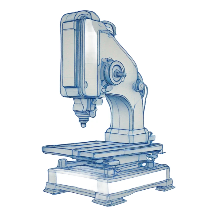 outline of a machine in blueprint drawing sticker