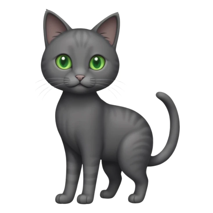 full body gorgeous solid dark grey cat with green eyes, white paws and white whiskers walking sticker