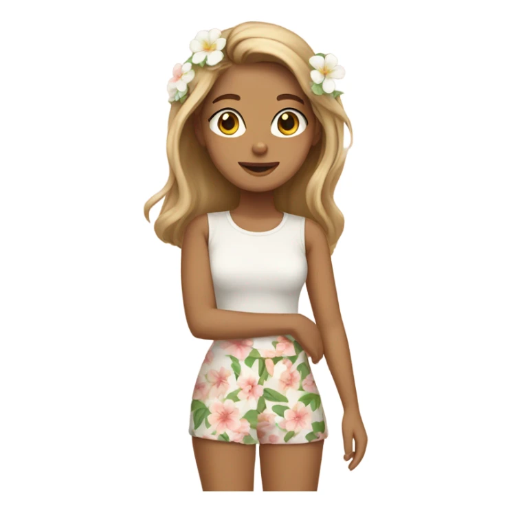 Tan and white till wearing cute girly flowery clothes sticker