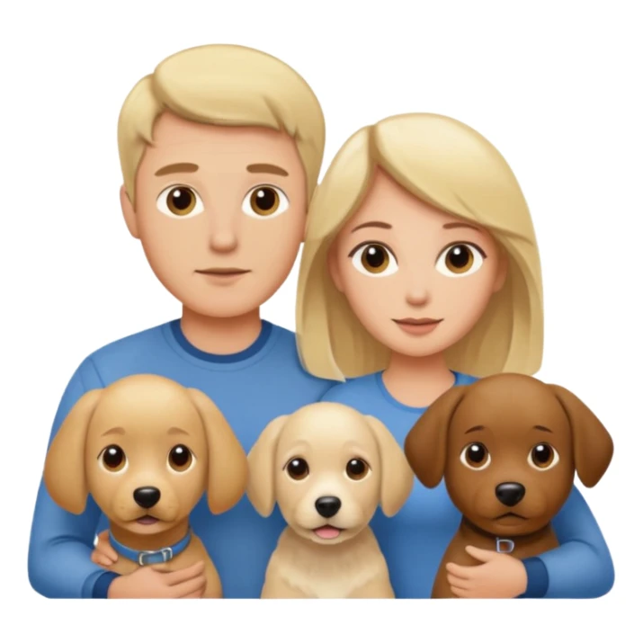 Blonde man with brunette woman and beige dog sticker