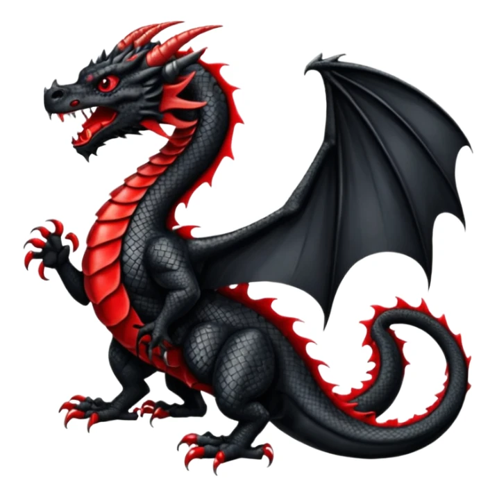black Welsh dragon with forked tongue, heraldic style sticker